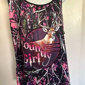 Pink Vibrant Pink and Black Graphic Tank Top 2XL